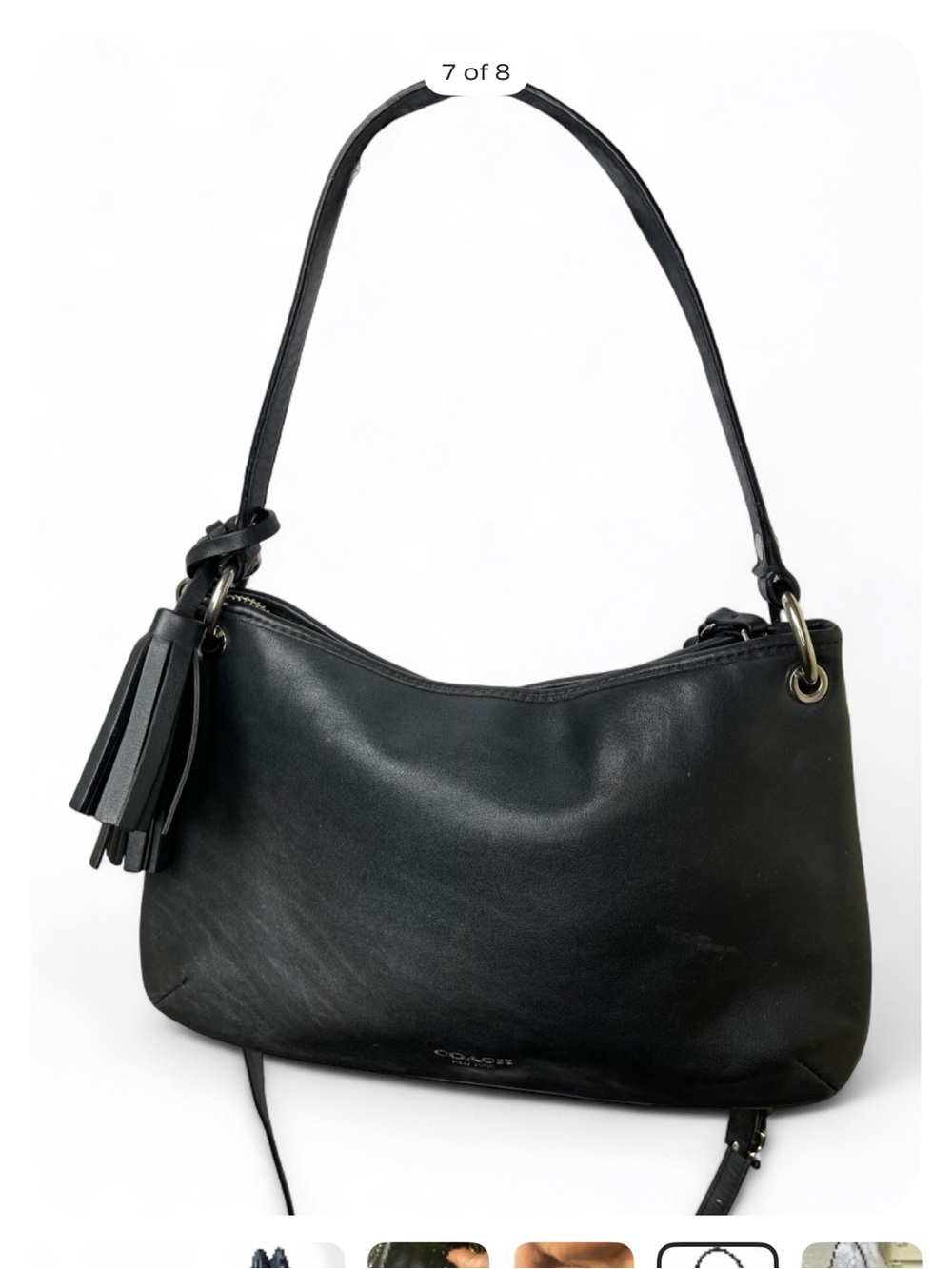 Coach Black Leather Shoulder Bag with Polished Hardware - Picture 3 of 8